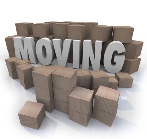 The word moving with boxes
